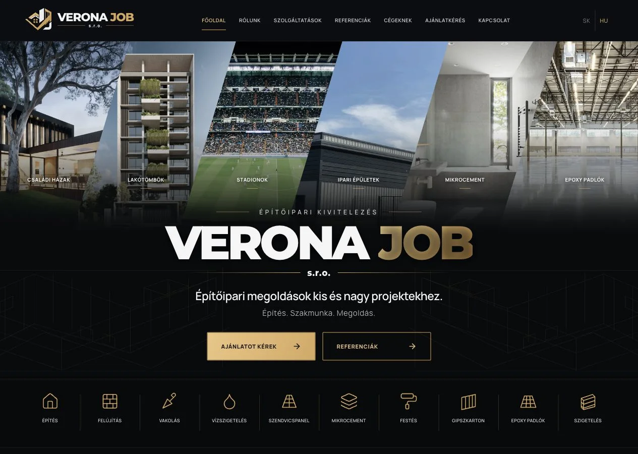 Screenshot of the VERONA JOB s.r.o. website
